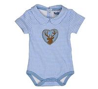Eisenherz Trachten Babybody - Body kurzarm mit Kragen, mit Hirschaplikation für Jungen in hellblau - ein tolles Geschenk, in Größe 86
