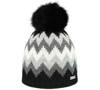 Eisglut Lindal Strickmütze mit Bommel Innenband schwarz/grau-meliert