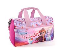 Eiskönigin Sporttasche für Kleine Mädchen - Frozen 2 Kinder Schwimmtasche Wasserdicht mit Anna ELSA Olaf - Umhängetasche Duffel Bag Violett Rosa für Kleinkind Kindergarten - 35x22x15 cm - Perletti