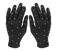 Eislaufhandschuhe Schwarz mit Strasssteinen für Mädchen und Frauen | Elastische Faser, Bequeme Passform, Flexibel und Blickdicht, für Bühne und Eiskunstlauf