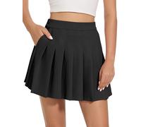 Eisnnu Frauen Mädchen Kurze hohe Taille Taschen gefaltete Rock, Basic Solid Dehnbaren Informell Mini Skater Rock mit Shorts S-XXXL (DE/NL/SE/PL, Alphanumerisch, 3XL, Regular, Regular, Schwarz)