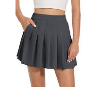 Eisnnu Frauen Mädchen Kurze hohe Taille Taschen gefaltete Rock, Basic Solid Dehnbaren Informell Mini Skater Rock mit Shorts S-XXXL (DE/NL/SE/PL, Alphanumerisch, XXL, Regular, Regular, Grau)