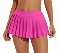 Eisnnu Minirock Damen Elastische Taille Solide Super Kurz Faltenrock Schwarzer Rock Rocklänge 25CM für Cosplay,Club,Halloween Party