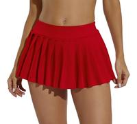 Eisnnu Minirock Damen Elastische Taille Solide Super Kurz Faltenrock Schwarzer Rock Rocklänge 25CM für Cosplay,Club,Halloween Party