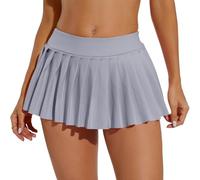 Eisnnu Minirock Damen Elastische Taille Solide Super Kurz Faltenrock Schwarzer Rock Rocklänge 25CM für Cosplay,Club,Halloween Party(M, Regular, Regular, Grau)
