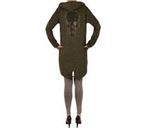 Eitex Damen Cardigan Größe 38/40 bis 48/50 verfügbar offener Cardigan Strickjacke Bolero Poncho Blazer mit Trendmotiv Stern Anker Totenkopf Skull (Skull Khaki, 42/44)