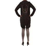 Eitex Damen Cardigan Größe 38/40 bis 48/50 verfügbar offener Cardigan Strickjacke Bolero Poncho Blazer mit Trendmotiv Stern Anker Totenkopf Skull (Skull schwarz, 48/50)