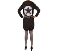 Eitex Damen Cardigan Größe 38/40 bis 48/50 verfügbar offener Cardigan Strickjacke Bolero Poncho Blazer mit Trendmotiv Stern Anker Totenkopf Skull (Stern schwarz, 48/50)