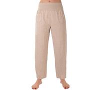 Eitex Damen Leinenhose Größe 36/38 röße 50/52 aus 100% Leinen - leichte Sommerhose Tunnelbund mit Gummizug und 2 aufgesetzten Taschen vorne - weiter Schnitt (beige, 40/42)