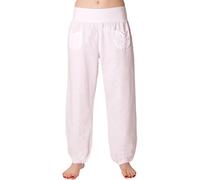 Eitex Damen Leinenhose Größe 36/38 röße 50/52 aus 100% Leinen - leichte Sommerhose Tunnelbund mit Gummizug und 2 aufgesetzten Taschen vorne - weiter Schnitt