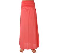 Eitex Zauberhafter Retro Maxirock Damen Sommer Rock Größe 34/36 bis Größe 48/50 verfügbar Langer Maxirock Strandrock Sommerock lang Gürtel Amber Boho Retro Maxirock (koralle2, 46/48)