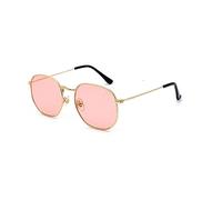 eiTurlutz Mode Polygon Sonnenbrille Damen Herren Verspiegelte Linse Leichte Unisex Brille（Gold/Rosa）