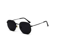 eiTurlutz Mode Polygon Sonnenbrille Damen Herren Verspiegelte Linse Leichte Unisex Brille（Schwarz/Grau）