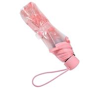 Ejoyous Regenschirm Transparent mit Blumen, Kinderregenschirme Kleine Mädchen Damen Regen Schirm mit Muster Blumen Leicht Durchsichtig Windfest Reiseschirm Durchmesser 93 cm