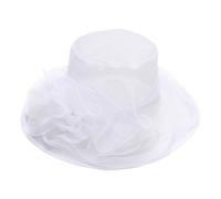 EKalgretrA Elegante Blumen-Kirchenhüte for Damen | Großer Fedora-Hut mit breiter Krempe for Damen, Organzahut, Strandsonne