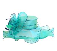 EKalgretrA Elegante Damen Sonnenhut Organza Fedoras Sommer Sonnenhüte | Damen-Strandkappe mit breiter Krempe, for Hochzeit, Cocktail, Teeparty