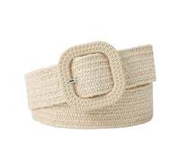 EKalgretrA Flechtgürtel Damen Stroh gewebt Gürtel Mode Sommer breite geflochtene Gürtel Taille Gürtel Bund(Beige)