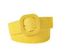 EKalgretrA Flechtgürtel Damen Stroh gewebt Gürtel Mode Sommer breite geflochtene Gürtel Taille Gürtel Bund(Yellow)
