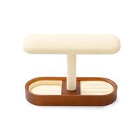 EKalgretrA Uhren Präsentationsständer Hölzerner Uhrenhalter-Schmuckständer T-förmiger Massivholz-Schmuckständer for Uhren-Display-Ring-Organizer(T-style3 Beige)