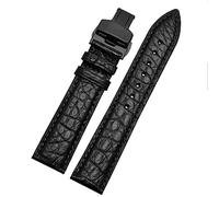EKINS Crocodile -Leder -Uhrband für jedes Marken -Armband 12 13 14 15 16 17 18 19 20 22 23 24 -mm -Träger mit Klappverschluss(Black black,24mm)