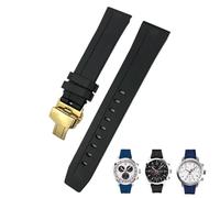 EKINS Gummi Silikon Armband 20mm 19mm 21mm 22mm für Tissot Le Locle T006 T114 PRC200 Strap Schmetterling schnalle Wasserdichte Armband(Black Gold,21mm)