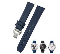 EKINS Gummi Silikon Armband 20mm 19mm 21mm 22mm für Tissot Le Locle T006 T114 PRC200 Strap Schmetterling schnalle Wasserdichte Armband(Blue Silver,21mm)