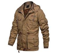 EKLENTSON Herren Fleecejacke Geüfttert Steppjacke Sweatjacke Casual Windbreaker Outdoorjacke Khaki, L