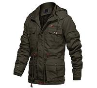 EKLENTSON Herren Winter Übergangsjacke Warm Herrenjacke Sportliche Jacke Winddicht mit Kapuze Armeegrün, M