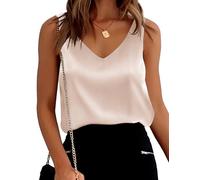 Ekouaer Damen Tank Top Ärmellos Oberteile Sommer Tanktops Sommer Lässiges Basic Oberteile,Champagner,XL