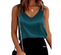 Ekouaer Damen Tank Top Ärmellos Oberteile Sommer Tanktops Sommer Lässiges Basic Oberteile,Pfauenblau,XS