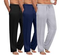 Ekouaer Herren Pyjamahose Lang Schlafanzughosen für Herren Karierte Freizeithose Winter Loungehose 3er Packs S