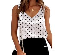 Ekouaer Satin Top Damen Elegant Blusentop Basic Cami Sommer Tank Top Lässiges V-Ausschnitt Weste Shirt Ärmellose Satinbluse