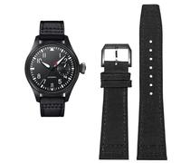 EKSIL Hohe Dichte Nylon Rindsleder Uhrenarmband Für IWC PILOT Portugal Stoff Uhrenarmband 20mm 21mm 22mm Armband Schwarz Armygreen Blau Rindsleder Handgelenk Gürtel, 21 mm, Achat