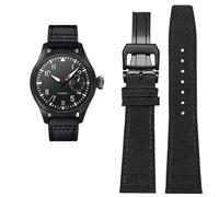EKSIL Hohe Dichte Nylon Rindsleder Uhrenarmband Für IWC PILOT Portugal Stoff Uhrenarmband 20mm 21mm 22mm Armband Schwarz Armygreen Blau Rindsleder Handgelenk Gürtel, 21 mm, Achat
