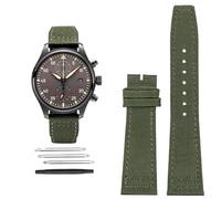 EKSIL Hohe Dichte Nylon Rindsleder Uhrenarmband Für IWC PILOT Portugal Stoff Uhrenarmband 20mm 21mm 22mm Armband Schwarz Armygreen Blau Rindsleder Handgelenk Gürtel, 20 mm, Achat