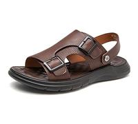 EKsma Herrensandalen, Herrensandalen aus Leder mit offenen Zehen, Sommer-Outdoor-Wandersandalen, Strandsandalen, Fischersandalen for Herren(Brown,EU 40)