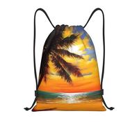 EKYOSHCZ Sunset Palm Drawstring Backpack Water Resistant String Bag Sports Sackpack Gym Sack Beach Swim Travel Daypack, Schwarz, S