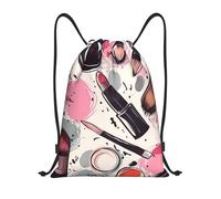 EKYOSHCZ Turnbeutel mit Kordelzug, Make-up, Kosmetik, Muster, String-Rucksack, Sport, Rucksack, Reise, Tagesrucksack, Schwarz, S