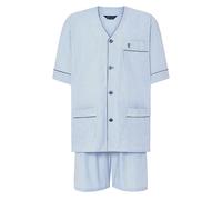 El Búho Nocturno Schlafanzug Herren Kurz Sommer Baumwolle Popeline Gewebt Gestreift Pyjama Herren, 100% Baumwolle, Rosa 4546, XXL