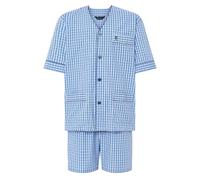 El Búho Nocturno Schlafanzug Herren Kurz Sommer Baumwolle Popeline Gewebt Kariert Pyjama Herren, 100% Baumwolle, Rosa 4545, XXL