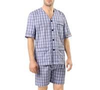 El Búho Nocturno Schlafanzug Herren Kurz Sommer Popeline Gewebt Kariert Pyjama Herren, 60% Baumwolle, 40% Polyester, Blau 4542, M