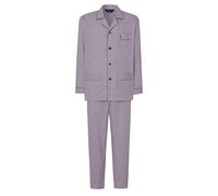 El Búho Nocturno Schlafanzug Herren Lang Baumwolle 100% Popeline - Pyjama Klassisch Durchgeknöpft Jacke Langarm Kariert Gestreift Geschenk für Männer Nachtwäsche - Rot 1541, XXL