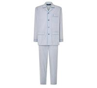 El Búho Nocturno Schlafanzug Herren Lang Baumwolle 100% Popeline - Pyjama Klassisch Durchgeknöpft Jacke Langarm Kariert Gestreift Geschenk für Männer Nachtwäsche - Grau 1530, L
