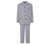 El Búho Nocturno Schlafanzug Herren Lang Baumwolle 100% Popeline - Pyjama Klassisch Durchgeknöpft Jacke Langarm Kariert Gestreift Geschenk für Männer Nachtwäsche - Beige 2991, M