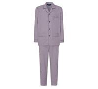 El Búho Nocturno Schlafanzug Herren Lang Baumwolle 100% Popeline - Pyjama Klassisch Durchgeknöpft Jacke Langarm Kariert Gestreift Geschenk für Männer Nachtwäsche - Rot 1541, XL