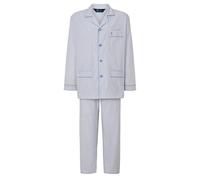 El Búho Nocturno Schlafanzug Herren Lang Baumwolle 100% Popeline - Pyjama Klassisch Durchgeknöpft Jacke Langarm Kariert Gestreift Männer Nachtwäsche - Beige 2992, L