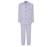 El Búho Nocturno Schlafanzug Herren Lang Baumwolle 100% Popeline - Pyjama Klassisch Durchgeknöpft Jacke Langarm Kariert Gestreift Geschenk für Männer Nachtwäsche - Weiß 1539, L