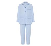 El Búho Nocturno Schlafanzug Herren Lang Gewebt Popeline Gestreift Revers Pyjama Herren, 60% Baumwolle, 40% Polyester, Blau 1912, 3XL