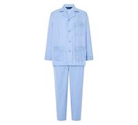 El Búho Nocturno Schlafanzug Herren Lang Popeline Mischung - Zweiteiliger Weihnachts Pyjama Set Men Zuhause Krankenhaus - Geschenk für Männer Große Größen S-5XL - 60% BW, 40% Pol, Blau 1508, 3XL