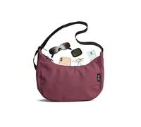 Ela Mo Moon Bag - Schöne Damen Halbmond Tasche - Nachhaltige Crossbody Bag aus recyceltem PET, schicke halbrunde Schultertasche für Alltag & Reisen (Dark Berry Coated)